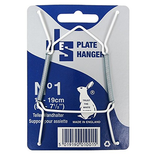 Plate Hangers - Pack of 4, Size 1 (13-19 cm), White, Metal, Polished, Plate Hanging, Rectangular