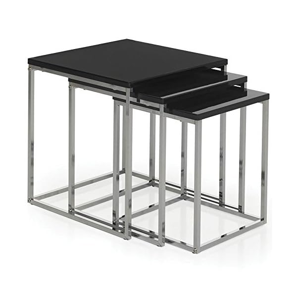Home High Black Gloss Finish Nest Of Tables Modern Aztec Range