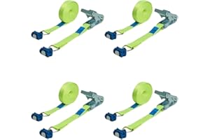 ‎LOADCARE LOADCARE 4er Set 4m Zweiteiliger Ratschenzurrgurt Spanngurt mit Ratsche für Airlineschiene Zurrschiene 500daN (gelb)