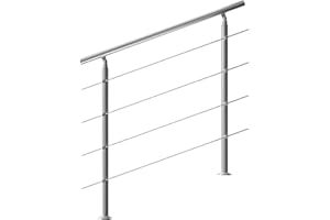 CAVATINY Edelstahl Handlauf Geländer für Treppen Brüstung Balkon mit 4 Querstreben - Innen und Außen Handlauf Geländer Treppengeländer Edelstahl Brüstung Balkon (120CM, 4 Querstreben)