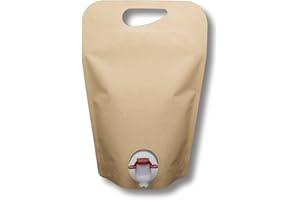 AGRI plus Stand Up Bags in Brown, 1.5 Litres, Pack of 10, High-Quality Juice Bags with Tap, Foldable Camping & Festival Drinking Bag, Bag-in-Box Bag for Apple Juice, Juice & Wine