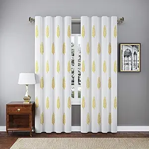 LINENWALAS Cotton Linen Textured Hangs Elegantly with Back Loops Doors Curtains for Home Decor (4.5X8 ft, Mustard Leaf), Set of 2