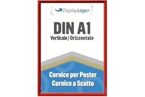 DisplayLager - Cornice a Scatto da 25 mm, Profilo in Alluminio e Disco di Protezione antiriflesso e Materiale di Fissaggio (A1, Rosso)