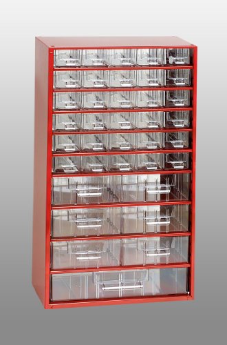 Kleinteilemagazin Metall blau 306x146x285 mm 30 Glasklare Kunststoff-Schubladen + 10 Trennstege - 4