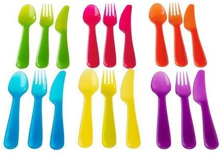 KALAS 18-piece Cutlery Set, Assorted Colours, Great for parties and everyday meals. Made of durable plastic and safe to use in the dishwasher and microwave.