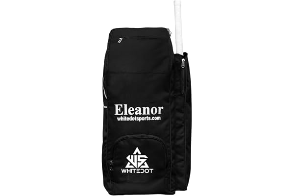 WHITEDOT SPORTS Eleanor Duffle Backpack Cricket Kitbag Large Black Professional Cricket Bag with Dedicated Bat Pocket for Juniors