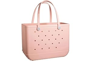 GBB Beach Bag Lightweight Rubber Tote Bag Large Waterproof Tote Bag Washable Outdoor Tote Bag Durable Open Handbag for Travel Camping Beach Sports Boat Pool Gym (Pink, XL)