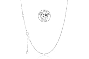 Silvora S925 Sterling Silver Chain Necklace 1.1mm/1.5mm Thin Cable Rolo Chain for Women Adjustable Strong 16" 18" 20" 22" 24" Inch, Great for Pendants or Layer