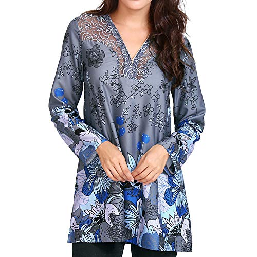 Preisvergleich Produktbild Resplend_langarmshirt,2018 Damen Pullover Tops Spitze Ausschnitt Lange Ärmel Oberteile Reißverschluss V-Ausschnitt Langarm-Druck Bluse