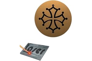 MYGOODPRICE Plaque gravée autocollante 8cm cm "Croix Occitane" fond Or Brossé