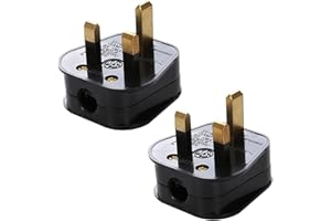 GELIKING 2 Pack 13 A Fused Mains Plugs 3 pin Plug, 250V Heavy Duty Electrical Plug Uk Safety Plug For Electrical Appliances (Black-2 Pack)