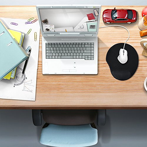 GIM Alfombrilla De Rat  n Mousepad Mu  eca Apoyo reposamu  ecas de Gel Para Rat  n   ptica  Negro  9 8   8 7 Inch 