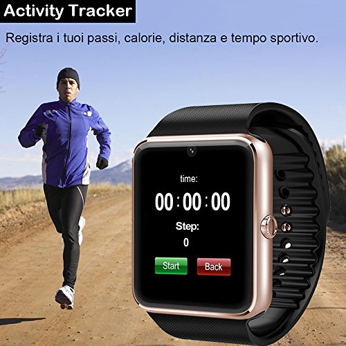 Smartwatch Android, Willful Smart Watch Telefono con SIM Card Slot Fotocamera OLED Orologio Fitness Sport Android Wear Pedometro Bluetooth per Donna Uomo Bambini per iPhone Samsung Sony Android iOS Smartphone ( Contapassi, Calorie, Distanza, Sonno, Notifica Chiamata e SMS, Notifica APP (Facebook, WhatsAPP...), Controllo Remoto Fotocamera e Musica, Promemoria Sedentaria, Allarme, Calcolatrice, Calendario, Registrazione, Anti-Smarrimento, Trova il Telefono )