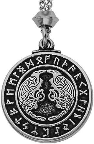 Huginn n Muninn Raven Norse Viking God Odin's Pewter Pendant (with 18 inch Chain)
