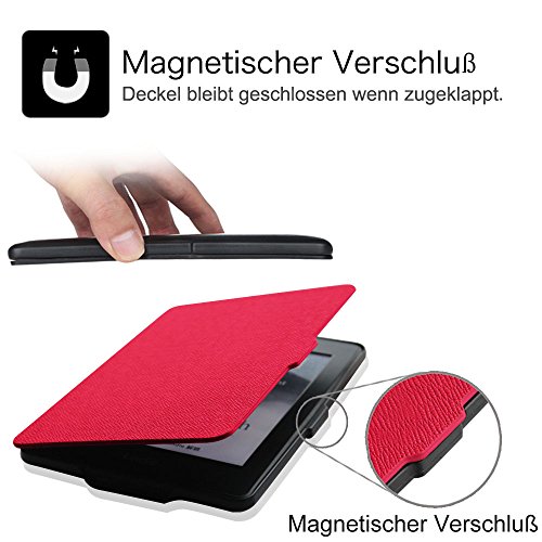 Fintie Kindle Paperwhite Hülle – Die dünnste und leichteste Smartshell Case Schutzhülle Tasche mit auto Sleep / Wake für den neuen Kindle Paperwhite 2016 (mit 300 ppi-Display, 6 Zoll, und integrierter Beleuchtung) und alle Modelle von 2012, 2013, 2014, 2015, Magenta - 5