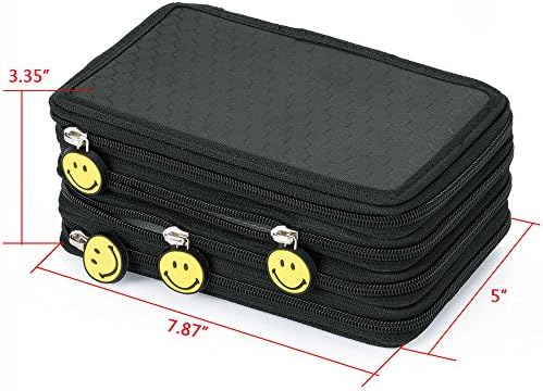 Apgstore Super Large Capacity Multi-layer Students Pencil Case Pen Bag Pouch Stationary Case Makeup Cosmetic Case Bag-Large Storage multifunction Pencil-Box (black)