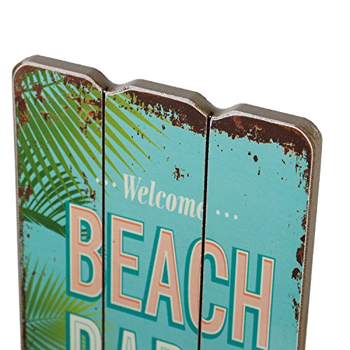 Holzschild BEACH BAR Tropical Bar Wandschild MDF Wanddeko Schild Strand Urlaub Welcome Türschild Coctails Beer Keller Dekoschild 34×15 cm (Beach Bar2) - 2
