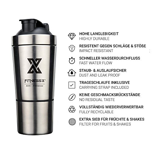 PLC020 700ml+200ml Sportmixer fitness edelstahl protein shaker eiweiß | Protein Shaker Eeiweiß Bottle - 3