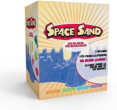 Leo & Emma Space Sand 1.8 kg with 50 pieces shapes, numbers, letters, castle pieces, modelling tool, kinetic magic sand, TÜV tested, model 2020 (1.8kg blue)