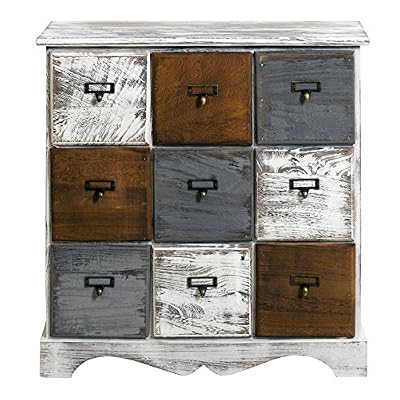 Rebecca Mobili Meuble Commode à 9 tiroirs Blanc Or gris (code 0-1055)