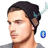 ULTRICS Bonnet Bluetooth, Unisexe sans Fil V5.0 Slouchy Beanie Hat, Intégré Casque Haut-Parleur et Microphone pour Ecouter Musique, Ski, Patinage, Jogging, Randonnée, Homme, Femme, Cadeaux de Noël