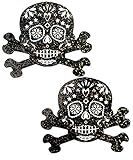 Pastease® Damen Black Glitter Süßigkeiten Schädel , Crossbones Nippel Pasties