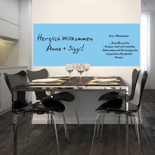 Magnetische Whiteboardfolie Whiteboard Weißwandtafeln Magnettafeln Schreibtafeln - selbstklebend inkl. Boardmarker 200x100 -ice blue-