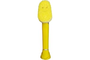 Scrub Daddy Dish Wand Scrubbing Brush with Handle, Soap Dispensing Dish Brushes, Texture Changing Washing Up Sponges With Liquid Dispenser, Scrubber with Scraper & Detachable Head Sponge, Yellow