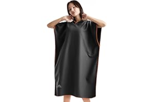 flintronic Poncho Surf, 110 * 80 cm, Poncho Toalla de Microfibra para Adultos con Capucha, Secado Rápido y Ligero Portátil, Playa Toalla para Hombre y Mujer, para Surf, Surfista, Nadadore, Negro