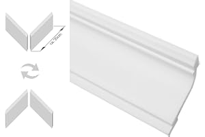 MARBET DESIGN Zierleisten Sparpaket E-35-NK | inkl. vorgefertigte Ecken | leicht und stabil | extrudiertes Styropor | Stuckprofile | modern weiß | dekorativ | XPS | 45 x 67 mm | 20 Meter + 4 Ecken