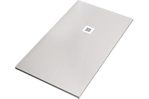 OLIMPO DOCCE Receveur De Douche marbre minéral Blanc Mat Avec Grille Et Siphon Pierre Ciment - 80 x 120