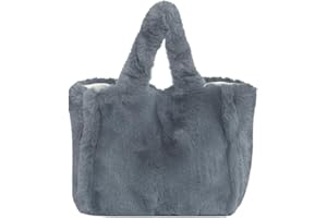 Ulisty Damen Herbst Winter Groß Plüsch Tragetasche Flauschig Henkeltasche Hobo-Tasche Handtasche grau