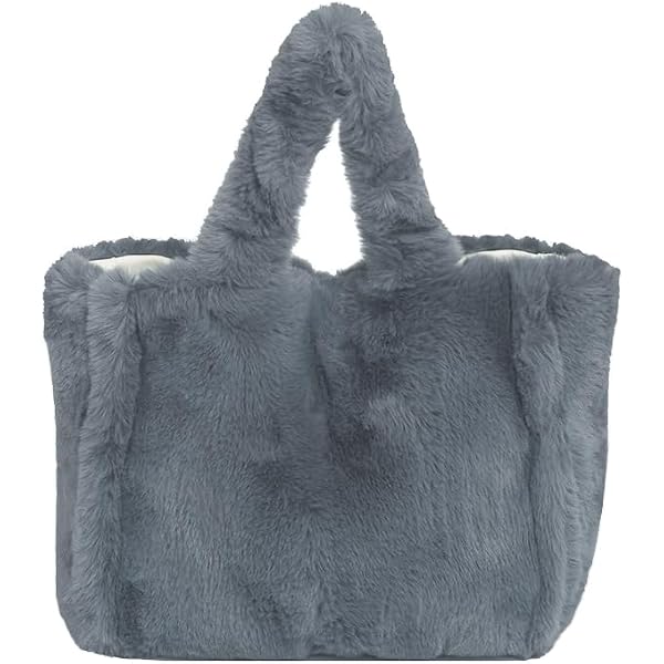 NICOLE & DORIS Sac Fourre-Tout Peluche Marron – Sac Bandoulière Femme Fuzzy Tote Bag Doux, Grand Capacité, Bandoulière Amovible, Shopping Hiver