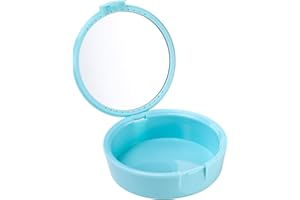 Arcjunys Zahnspangendose mit Spiegel Prothesendose Gebissdose Zahnprothesen Box Retainer Case Zahnschiene Box für Reisen und den Täglichen Gebrauch
