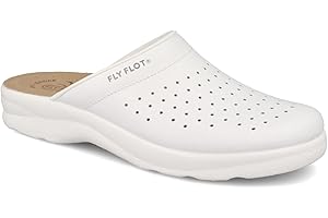 Fly Flot | Man Professional, Zoccoli Sanitari Uomo, Ciabatta con Tomaia in Pelle Forata, Sottopiede imbottito in Pelle Antishock, Bianco, 44