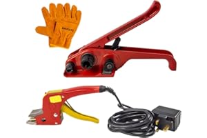 BAUSATZ Hand Tools Strapping Hot Melt Strapping Machine Hot Melting Strapping Banding Machine Straps Packing Machine Belt Tensioner Tool Banding Strapping Kit Packaging Strapping Machine (UK Plug)