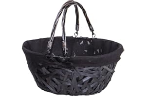 LUDI VIN - Cestino ovale in vimini, colore: grigio antracite, 24281