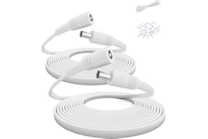 Itramax Przedłużacz DC 3M 12V 2Pack, adapter zasilacza DC 2.1mm x 5.5mm, przedłużacz płaski, kabel z gniazdem 5521 na wtyczkę do kamer CCTV, kamer IP, DVR i innych urządzeń 24V 9V 5V 12 Volt