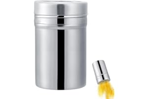 BEUFEE Shaker per spezie con fori e coperchi, draghe in acciaio inossidabile Shaker per zucchero in polvere Barattoli per spezie con coperchi per shaker Bottiglia di condimento per cucinare la cucina(L)