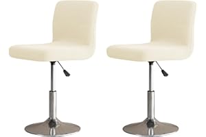 LIFEDX Bar Stool Covers Stretch Set of 2/4/6 Pack, Barstool Chair Slipcovers with Backs Square, Stool Cushion Slipcover Washable Barstool Protector Covers for Dining Room Kitchen-Beige||2PCS