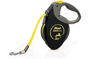 flexi® Giant S/M Gurt 8 m schwarz/neon-gelb, Roll-Leine für Hunde bis 25 kg