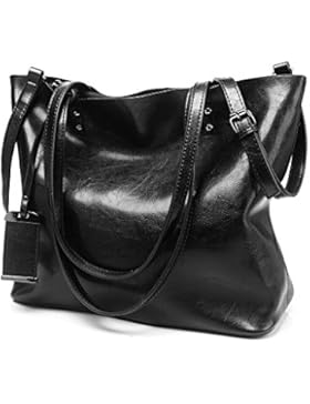 VECHOO Vintage Handtaschen Damen Shopper Tote weiches Schultertasche Henkeltasche Umhängetasche mit DIY Anhänger