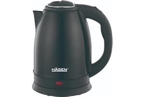 Hagen - Hervidor eléctrico sin cable - de acero inoxidable - 1.8L HA5525-BLK-Negro