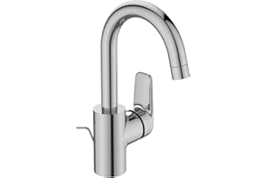 Ideal Standard B1716AA Mitigeur de lavabo Ceraflex bonde en métal G1 ¼, Fixation par Le Bas, Bec de Tuyau avec mousseur | Saillie 146 mm, Hauteur d'écoulement 191 mm, chromé, Auslaufhöhe 191mm