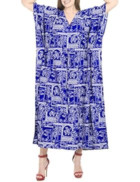 La Leela costumi da bagno beachwear aloha rayon mano abito caftano nightwear maxi caftano delle donne