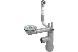 LAXARA Flexlok Sifone telescopico per lavelli da cucina/lavello salvaspazio | Flessibilità universale con plastica riciclata | (Flexlok1 con troppopieno rotondo senza tubo di scarico senza copertura