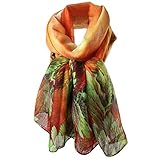 HUHU833 Écharpes châle foulards Femmes mode impression longue écharpe châle Automne Hiver (Orange)
