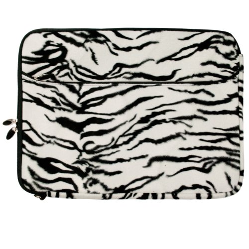 Vangoddy Kunstfell Notebook-Schutzhülle für 39,6 cm (15,6 Zoll) Notebooks, Hülle Shock Resistant Stoßfest Pouch Notebooktasche 39,6 cm (15,6 Zoll) Notebook für Acer Aspire Style Sony Vaio Asus Fujitsu Lifebook Samsung Serie Toshiba Satellite Apple Macbook Pro HP (schwarz-weiß Zebra)