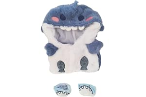 niannyyhouse Ropa de muñeca de peluche de 20 cm con capucha de tiburón, accesorios de muñeca de 8 pulgadas