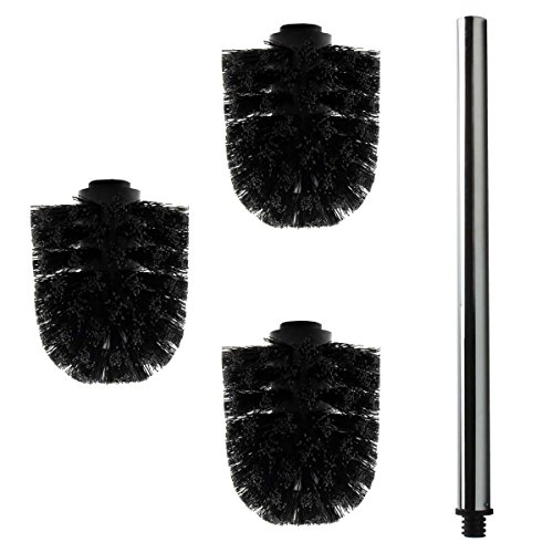 3x Ersatz Bürstenkopf schwarz + Griff ca. 40 cm / Austausch Toilettenbürste / Klobürste
